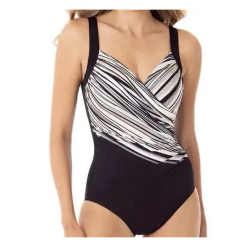 NET Miraclesuit One Piece Women's Swimsuit Size 10 Shimmer Sands It's A Wrap 1pc